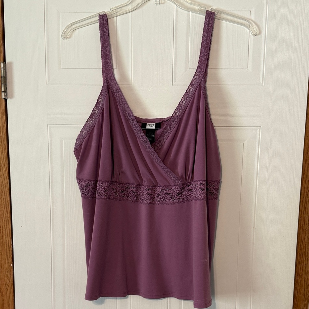 Studio 1940 Lace-Trim Surplice Camisole - Mauve